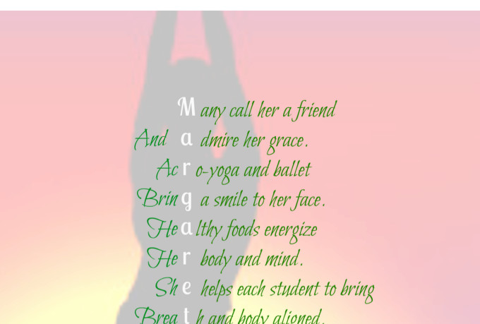 creating an acrostic poem Acrostic poem, mnemonic, backronym and word playground acrostic poem / backronym / mnemonic creation enter your key letters (for an acrostic poem) or keywords (for a mnemonic) in the bright boxes above and choose words for your poem or. creating an acrostic poem Acrostic poem, mnemonic, backronym and word playground acrostic poem / backronym / mnemonic creation enter your key letters (for an acrostic poem) or keywords (for a mnemonic) in the bright boxes above and choose words for your poem or.