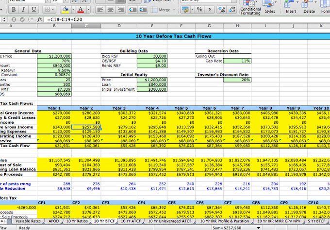 send you a Real Estate Cash Flow Analysis in Excel