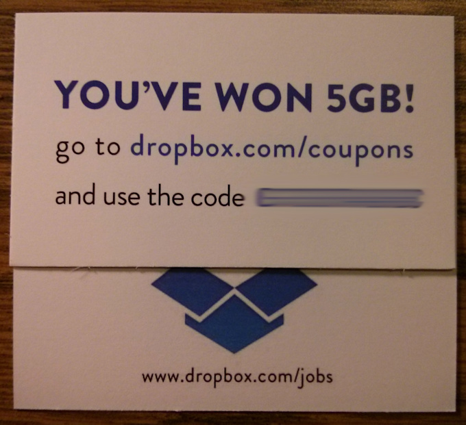 will upgrade your Dropbox with a 5 GB coupon code for $5 in Other