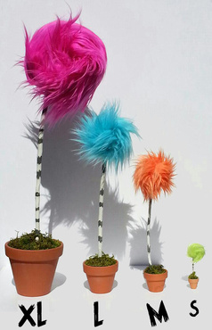 create a small Lorax inspired handmade Truffula tree 4 to 6 inches tall